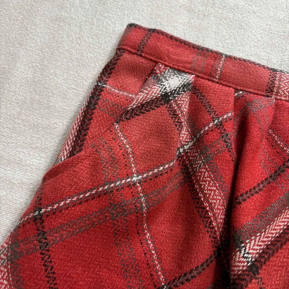 Old Navy Wool Blend Mini Skirt Red Gray Plaid Lined  Women's Size 4 Y2K Academia - Picture 2 of 7